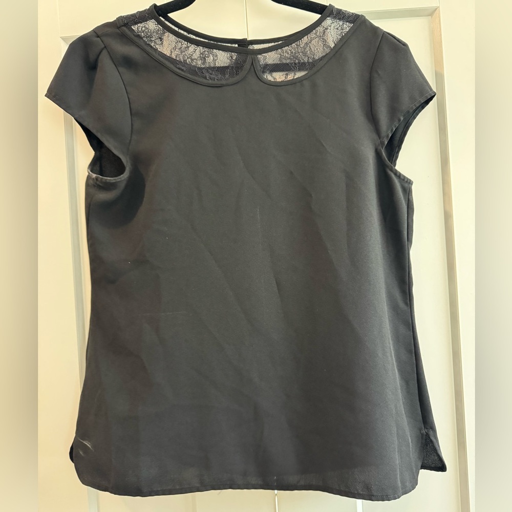 Elegant Black Lace Detail Top loft